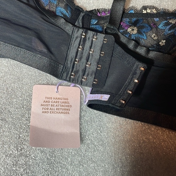 Savage X Fenty Wallflower Unlined Balconette Bra blk Caviar Deco Embroidery 44DD - Picture 9 of 11